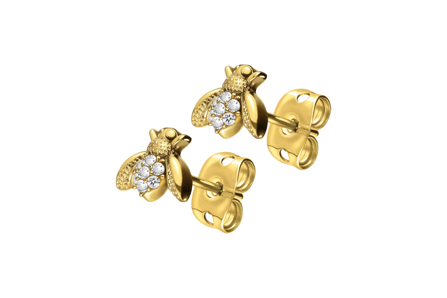 Chirurgenstahl Ohrstecker BIENE + EINGEFASSTE KRISTALLE von Piercingline